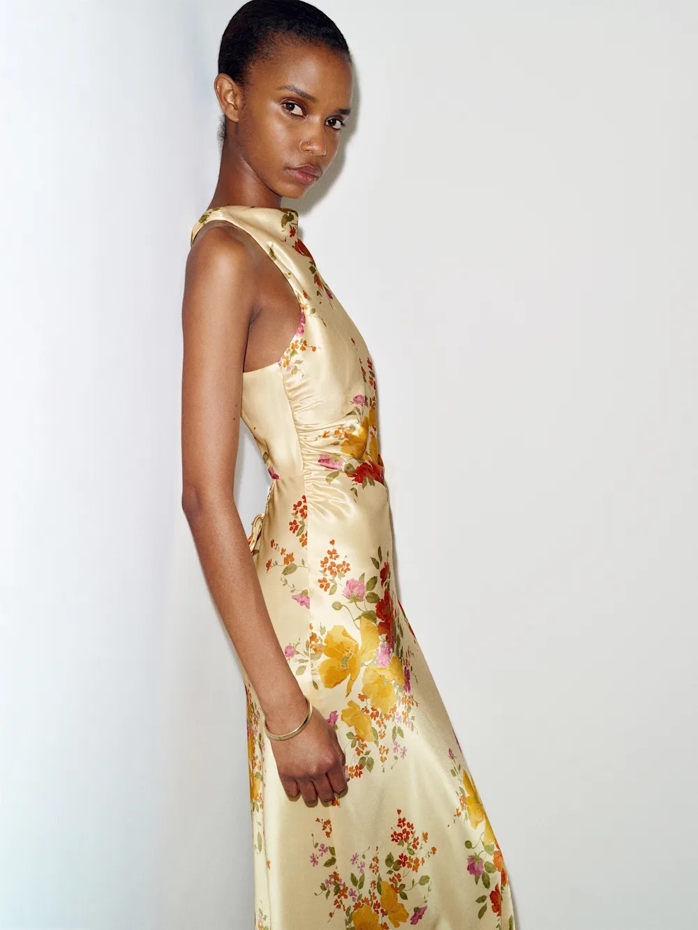 NEW Reformation Anaiis Silk Long Yellow Floral Backless Dress Crescendo US6 UK10 - Picture 6 of 16